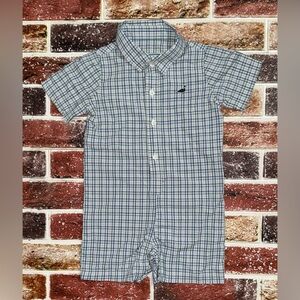 Properly Tied plaid shortall romper 12m baby boy